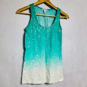 Teal & White Ombre Sequin Tanktop